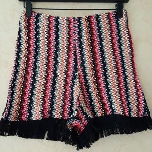 Zara multi-color crochet fringe shorts